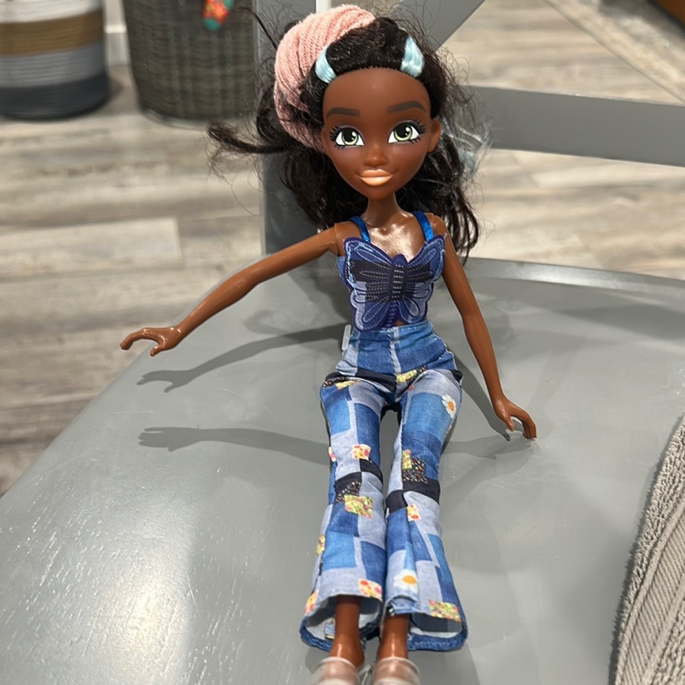 Blue and Black Denim Doll with Accessories